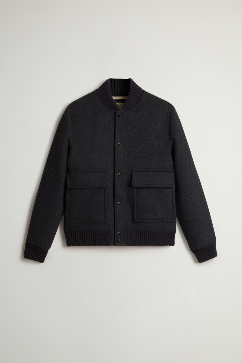 Bunda Woolrich Twill Wool Miles Bomber Dark Grey Melange