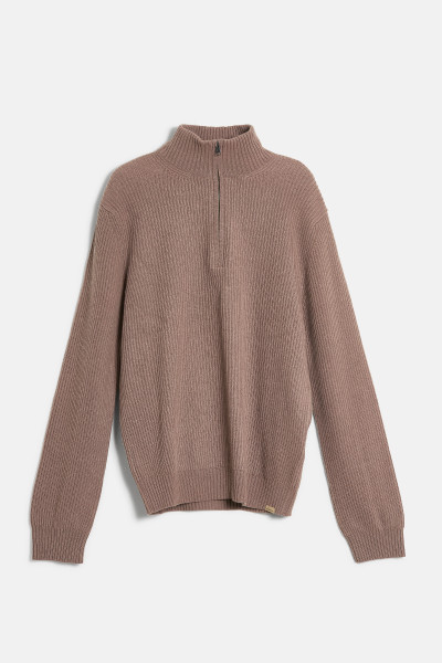 SVETR WOOLRICH WOOL CASH RIBBED HALF-ZIP - Fotografie č. 1