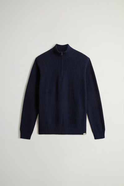 SVETR WOOLRICH WOOL CASH RIBBED HALF-ZIP - Fotografie č. 5