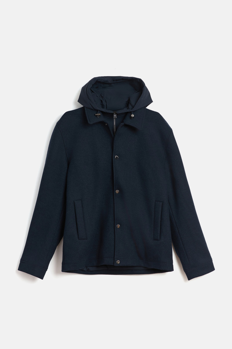 Bunda Woolrich Knitted Wool Shirt Jacket Melton Blue