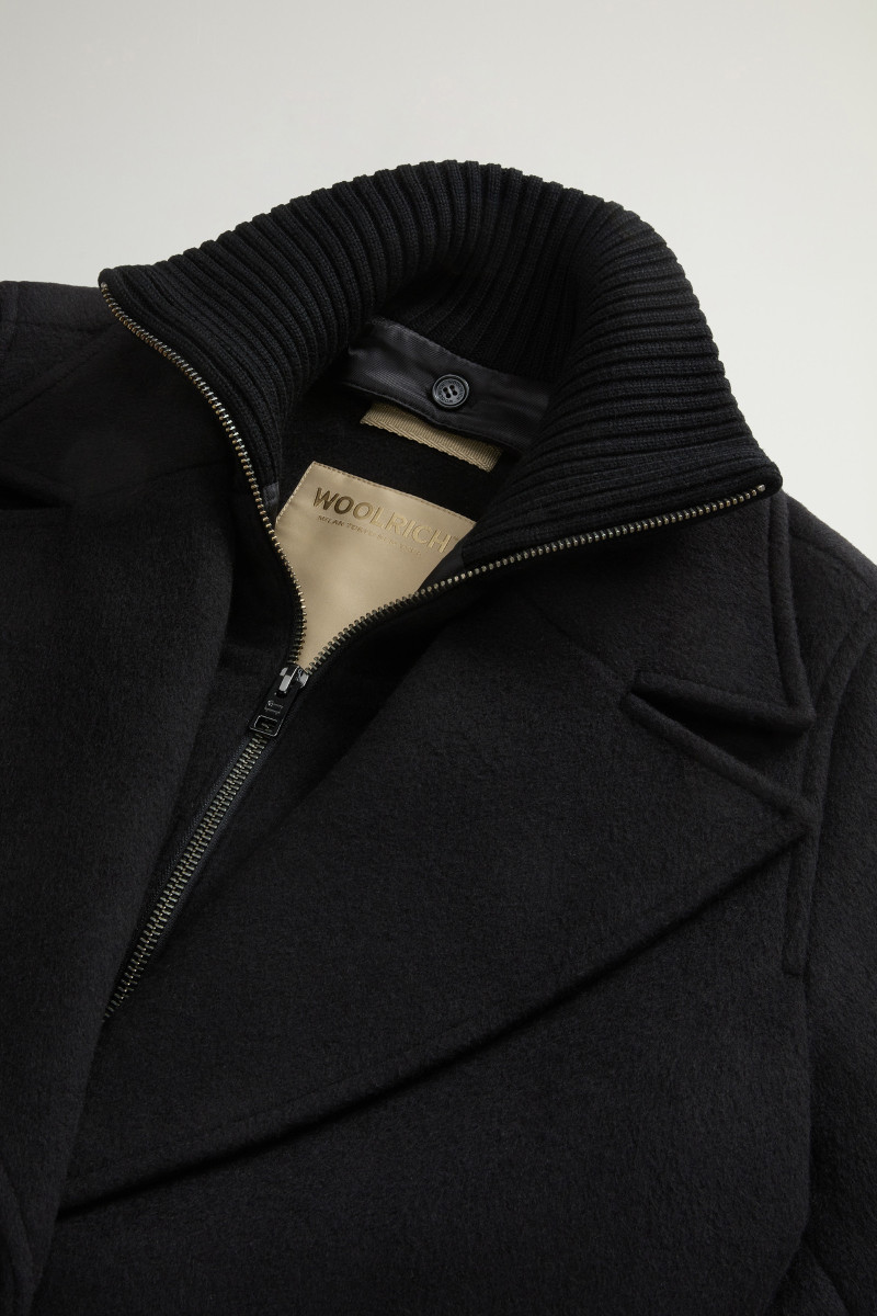 Kabát Woolrich Twill Wool Long Coat Black