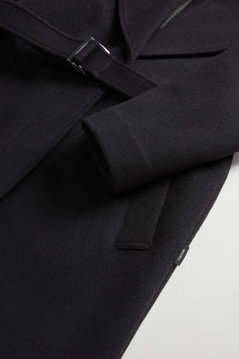 Kabát Woolrich Twill Wool Long Coat Black