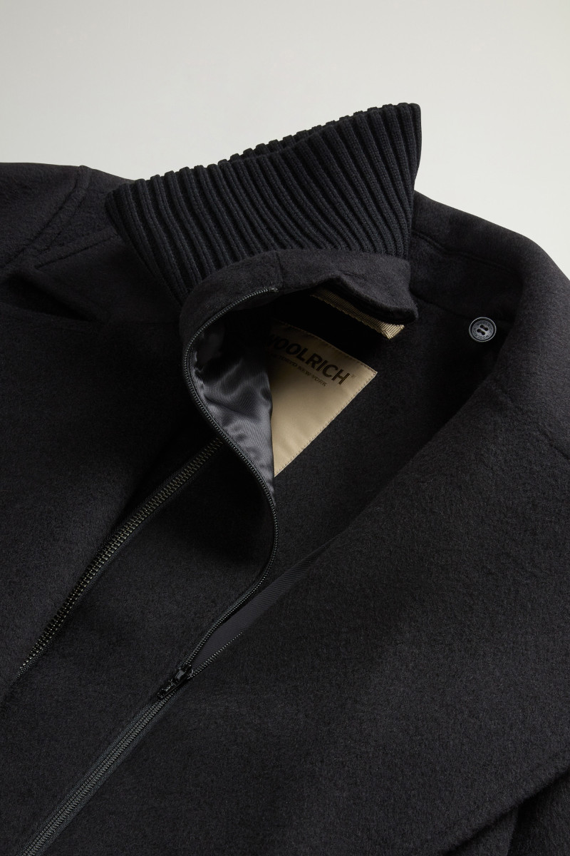 Kabát Woolrich Twill Wool Long Coat Black