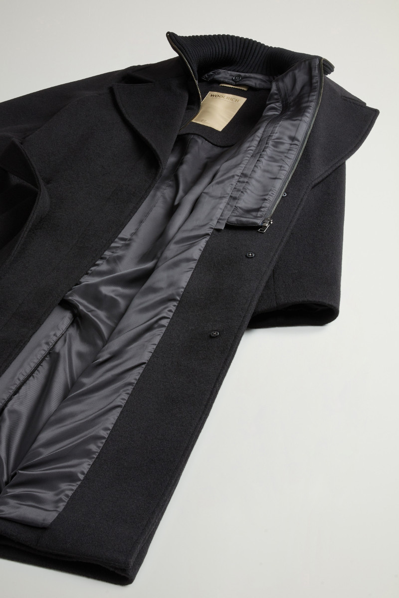 Kabát Woolrich Twill Wool Long Coat Black