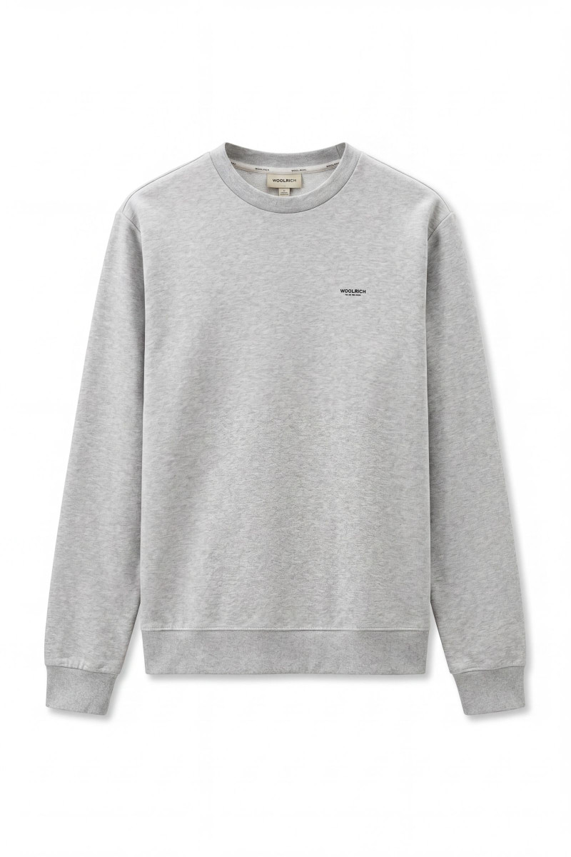 Melegítő Felső Woolrich Logo Interlock Crewneck Light Grey Melange