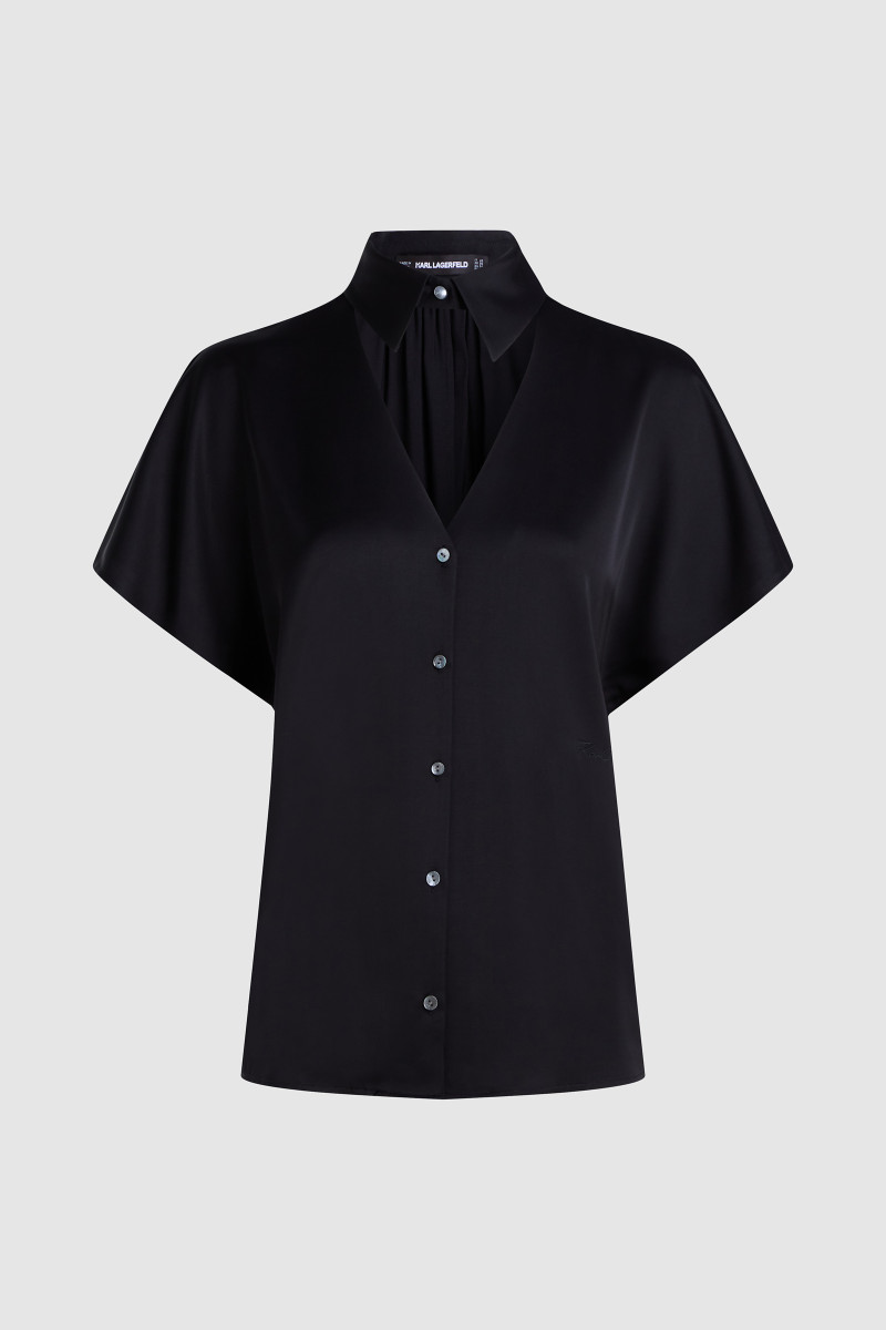 Blúzka Karl Lagerfeld Sleeveless Collar Blouse Black