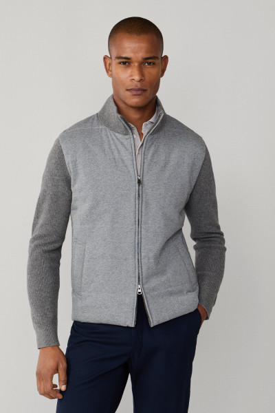 PULÓVER Hackett London JERSEY KNIT FZ HYBRID - Kép 7