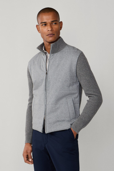 PULÓVER Hackett London JERSEY KNIT FZ HYBRID - Kép 8