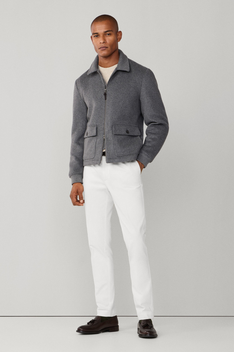 Bunda Hackett London Wool Quilted Blouson Charcoal Grey