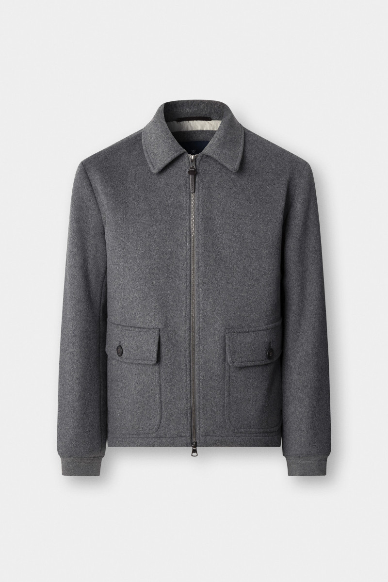 Bunda Hackett London Wool Quilted Blouson Charcoal Grey