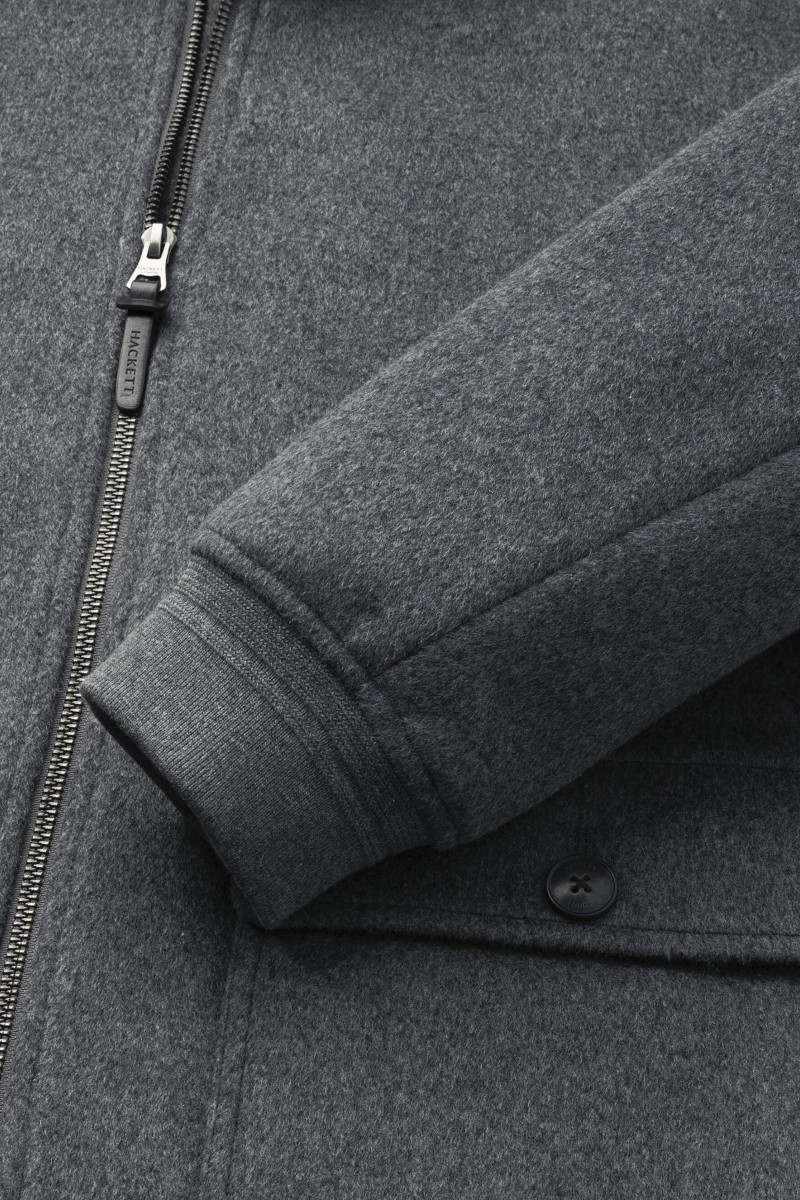Bunda Hackett London Wool Quilted Blouson Charcoal Grey