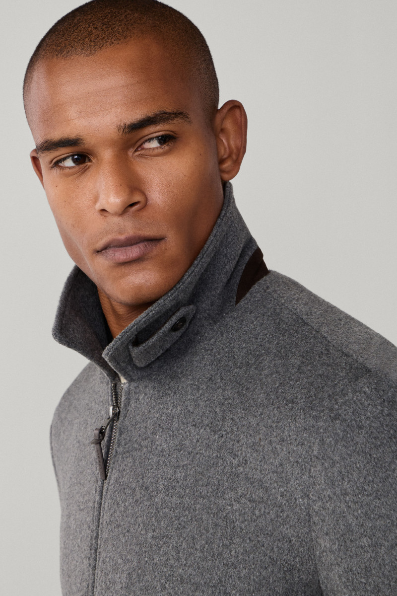 Bunda Hackett London Wool Quilted Blouson Charcoal Grey