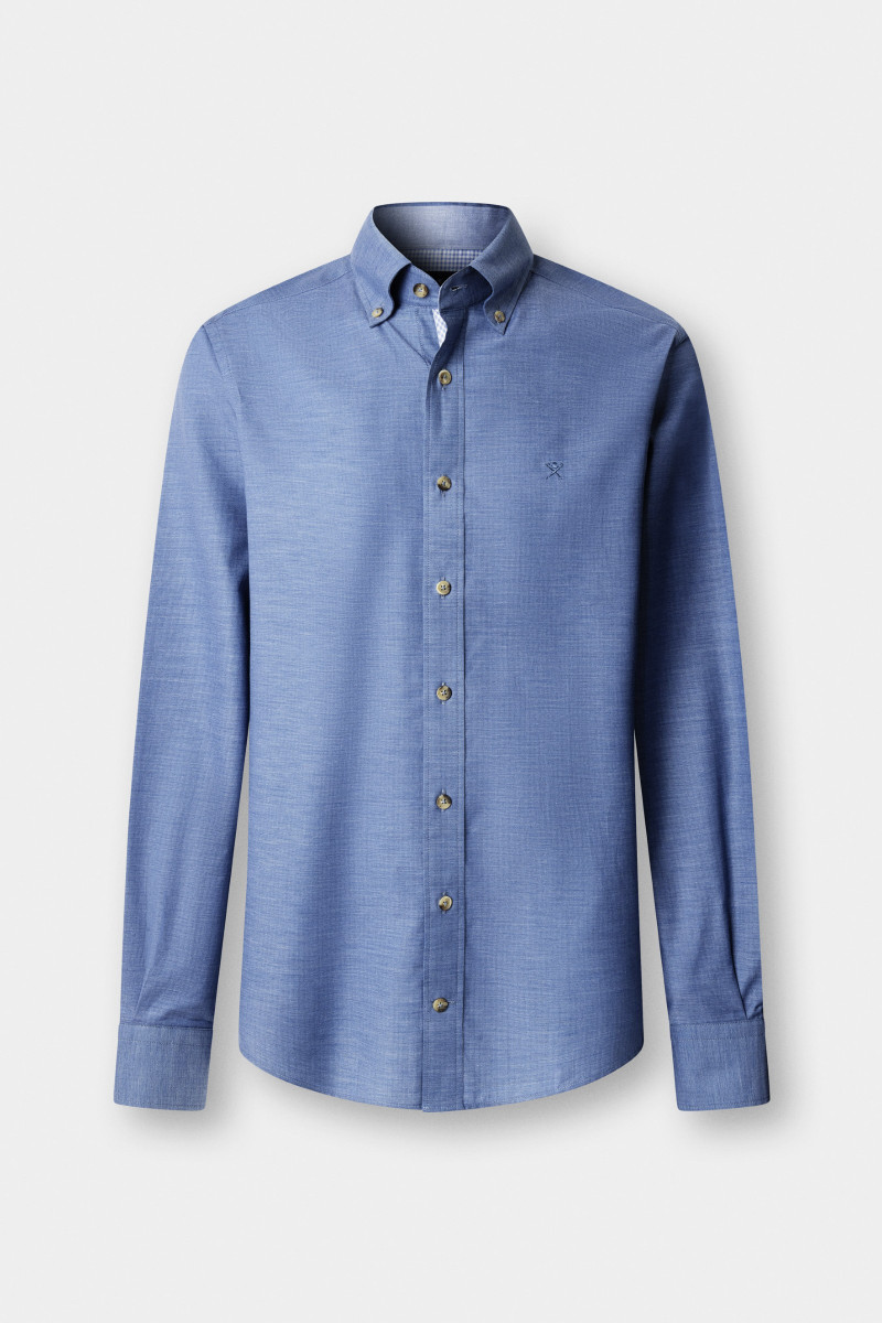 Košeľa Hackett London Flannel Hbone Multi Blue