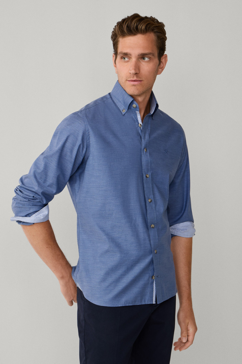 Košeľa Hackett London Flannel Hbone Multi Blue