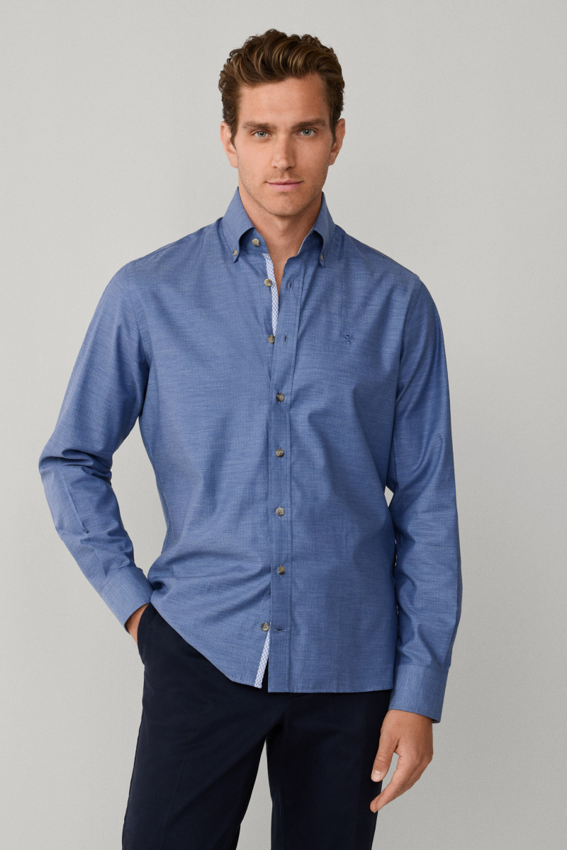 Košeľa Hackett London Flannel Hbone Multi Blue
