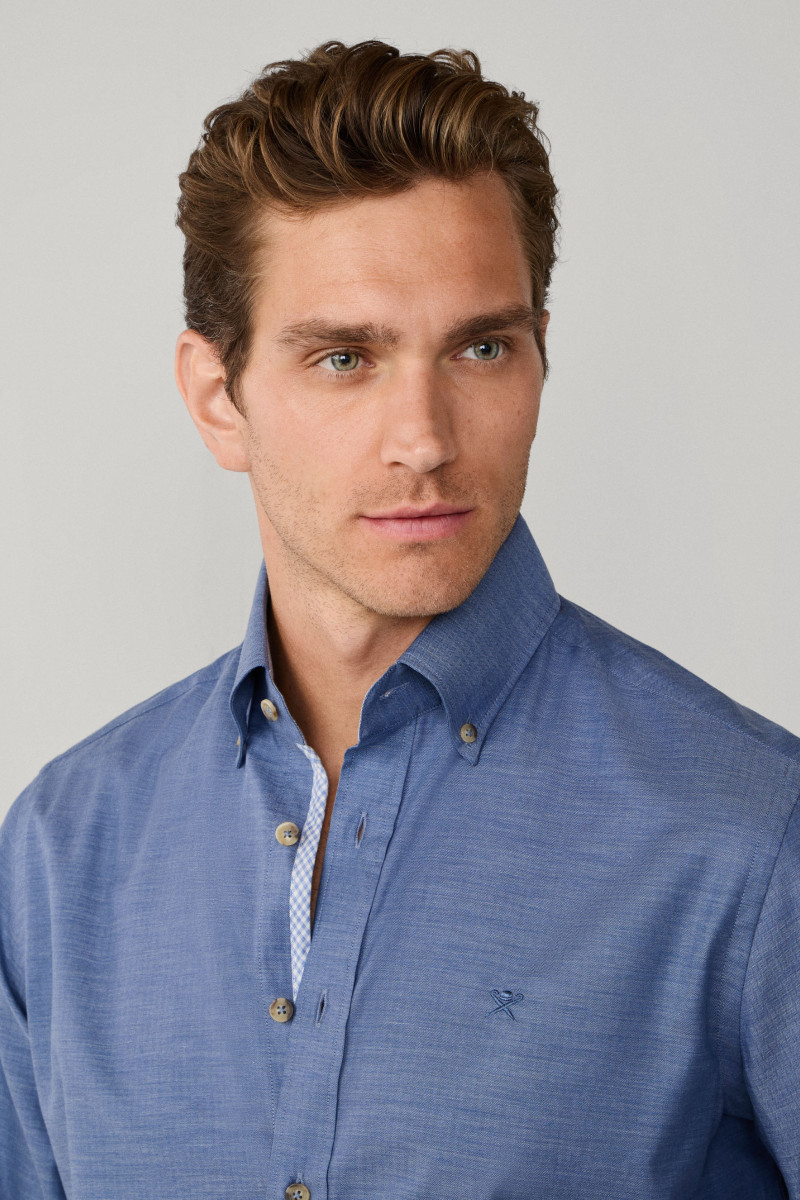 Košeľa Hackett London Flannel Hbone Multi Blue