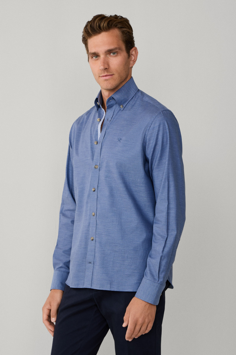 Košeľa Hackett London Flannel Hbone Multi Blue