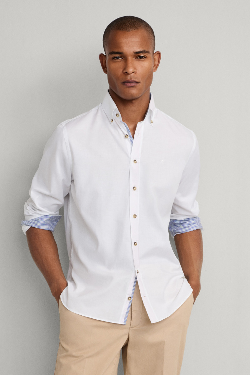 Košeľa Hackett London Flannel Hbone Multi Optic White