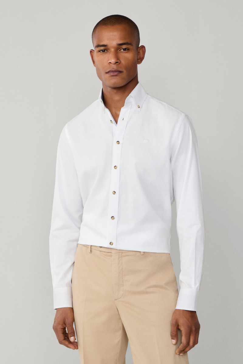 Košeľa Hackett London Flannel Hbone Multi Optic White