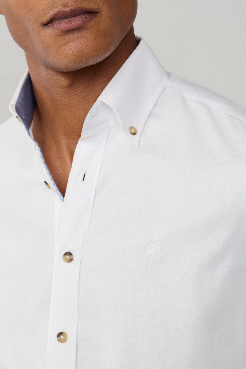 Košeľa Hackett London Flannel Hbone Multi Optic White