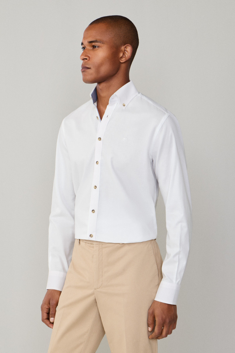 Košeľa Hackett London Flannel Hbone Multi Optic White