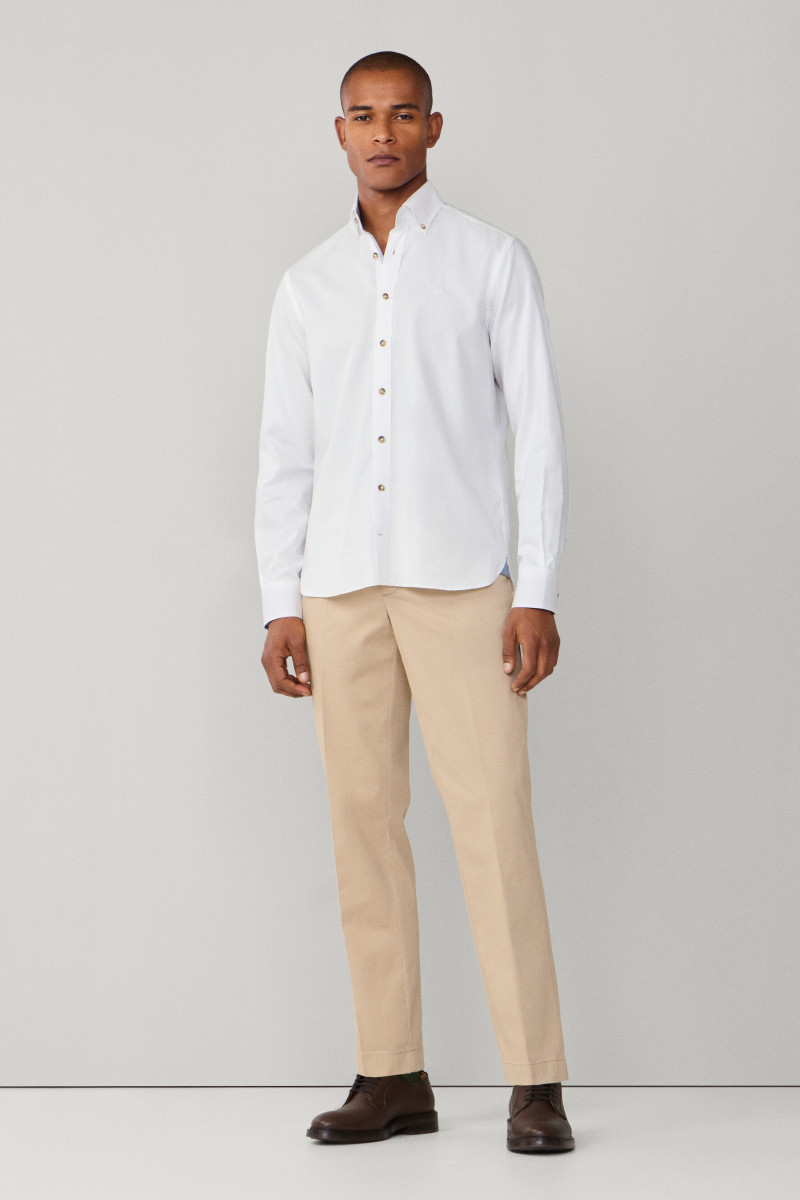 Košeľa Hackett London Flannel Hbone Multi Optic White