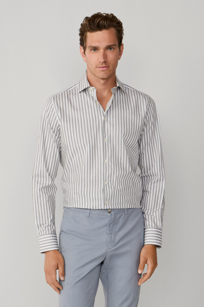 Košeľa Hackett London Melange Stripe Green