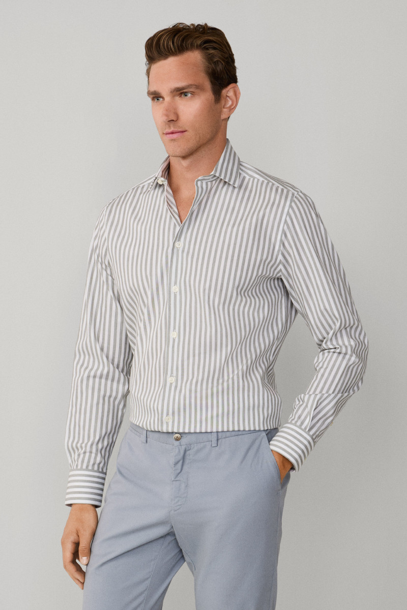 Košeľa Hackett London Melange Stripe Green