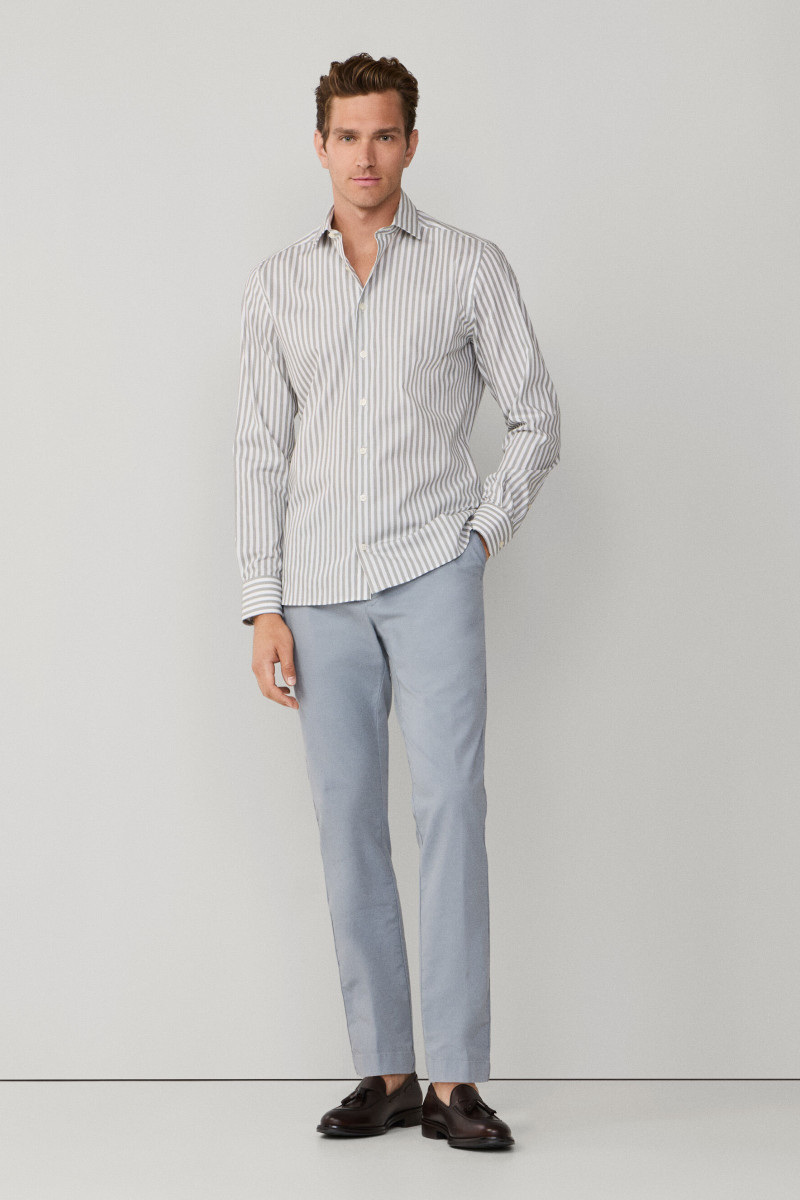 Košeľa Hackett London Melange Stripe Green