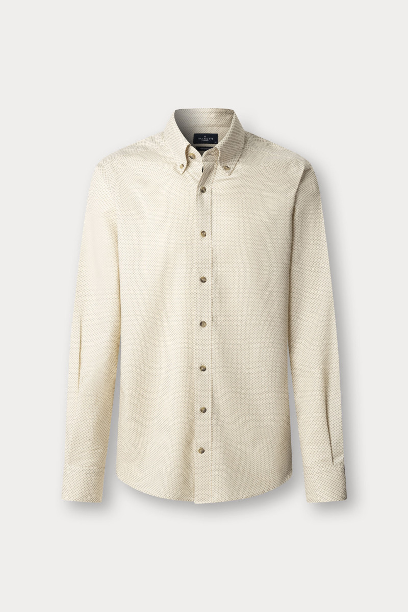 Košeľa Hackett London Mini Melange Print Ecru White