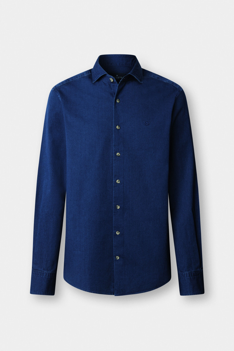 Košeľa Hackett London Ess Denim Dark Dark Denim Blue