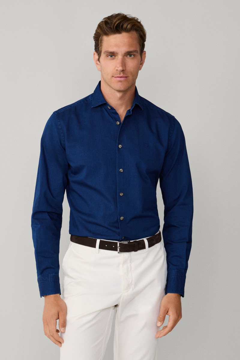 Košeľa Hackett London Ess Denim Dark Dark Denim Blue