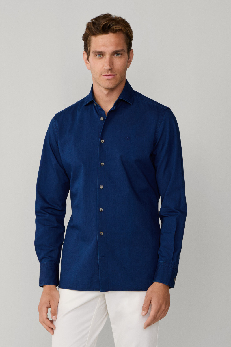 Košeľa Hackett London Ess Denim Dark Dark Denim Blue