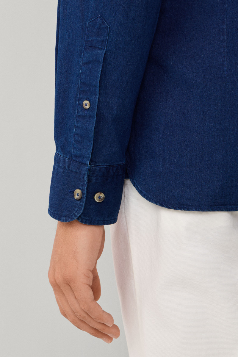 Košeľa Hackett London Ess Denim Dark Dark Denim Blue