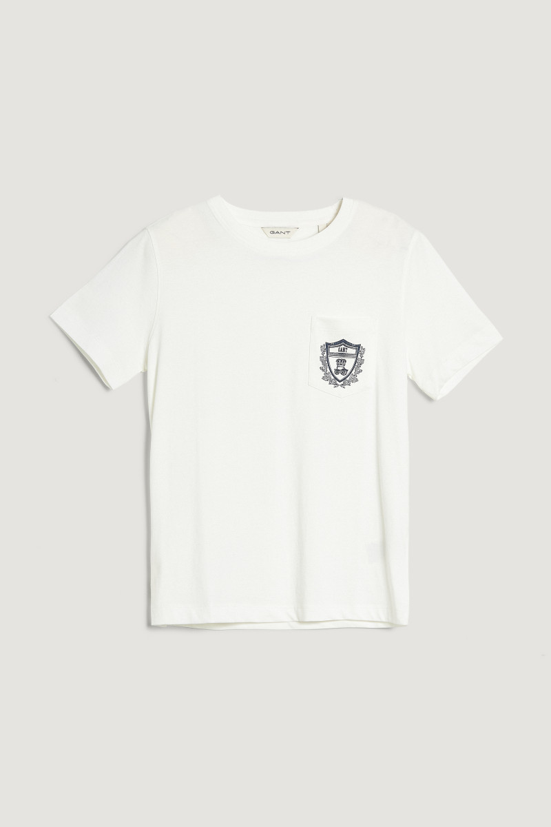 E-shop TRIČKO GANT REG COTTON CREST POCKET SS T-SHIRT EGGSHELL