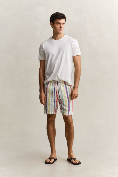 ŠORTKY GANT REG MULTISTRIPE LINEN SHORTS - Fotografia č. 1