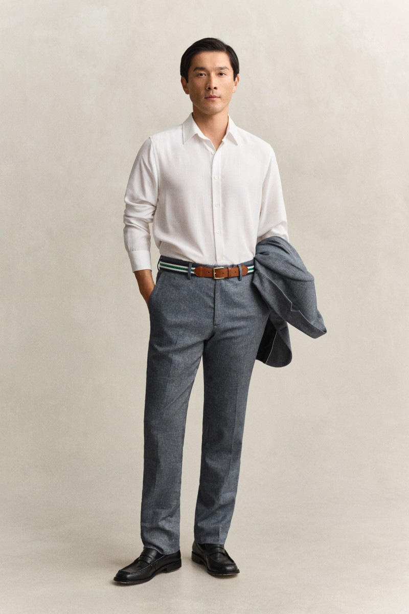 E-shop KALHOTY GANT INDIGO HERRINGBONE SUIT PANTS MARINE