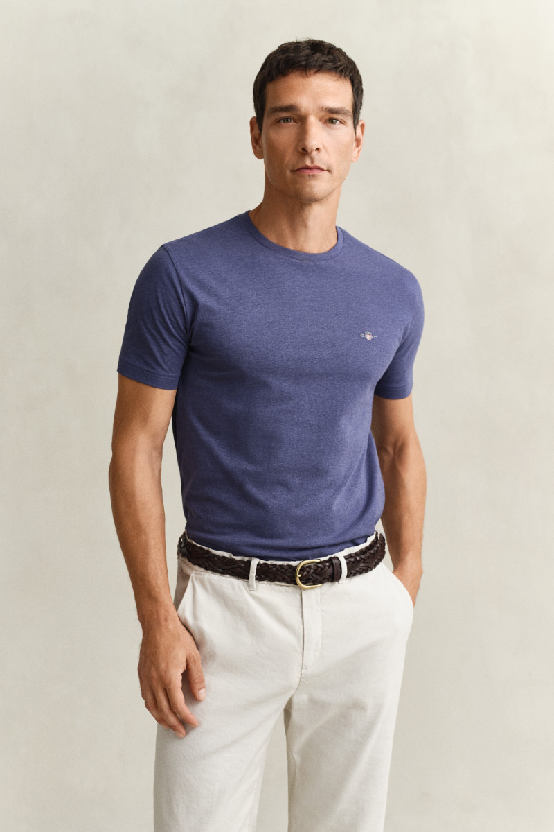 TRIČKO GANT REG SHIELD SS T-SHIRT DARK JEANSBLUE MELANGE