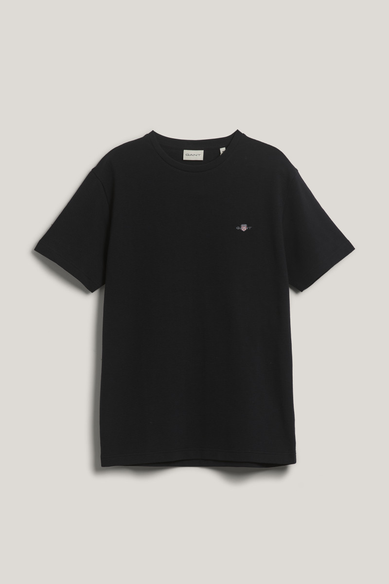 E-shop TRIČKO GANT TEXTURE SS T-SHIRT BLACK