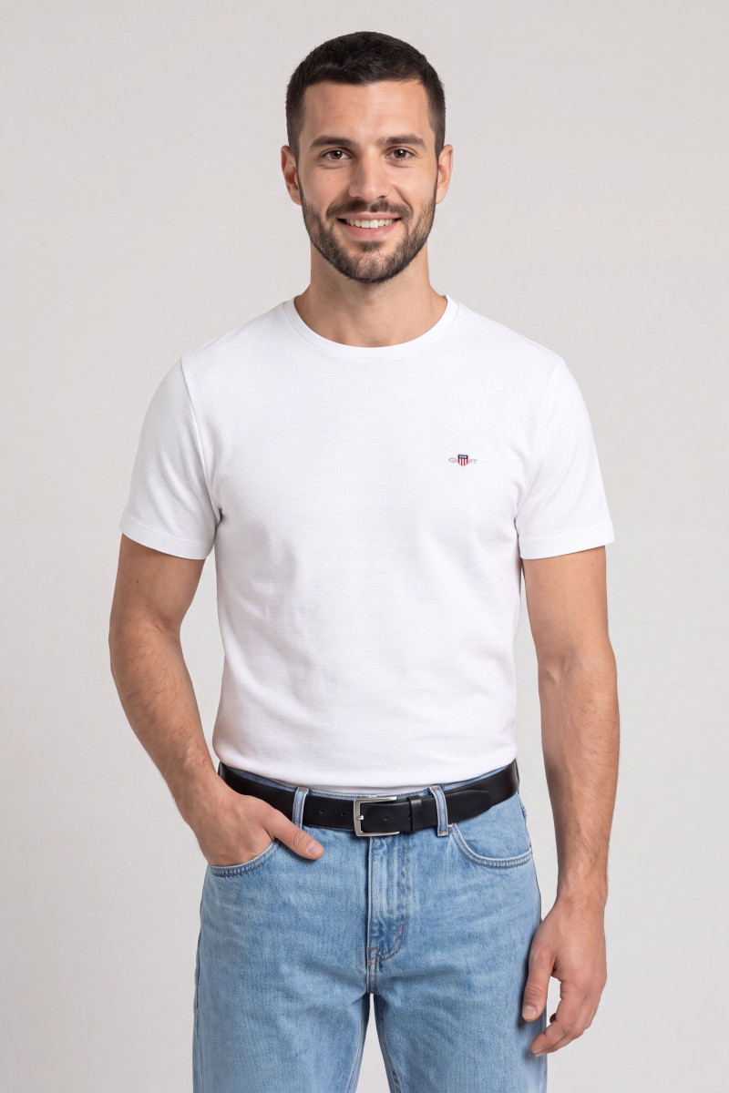 TRIČKO GANT TEXTURE SS T-SHIRT WHITE