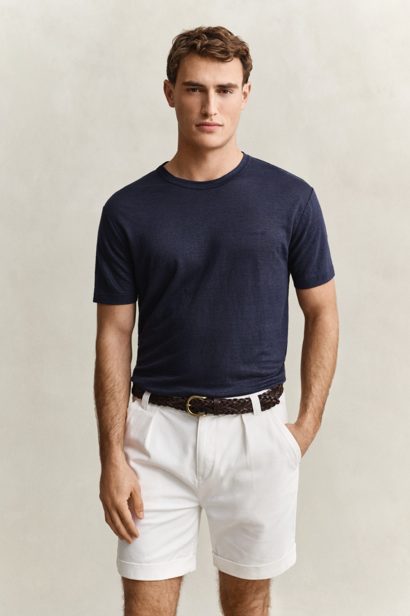 E-shop TRIČKO GANT LINEN SS T-SHIRT EVENING BLUE