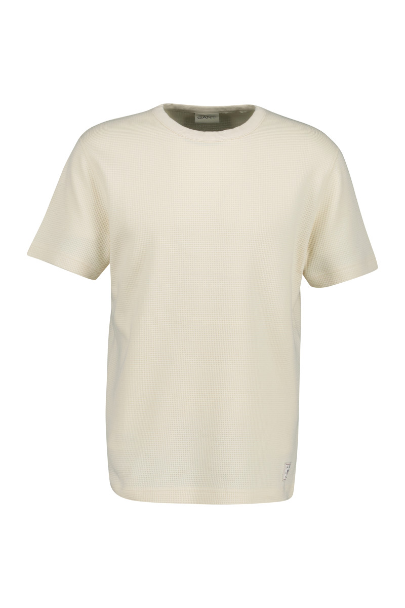TRIČKO GANT WASHED WAFFLE SS TSHIRT CREAMED WHITE