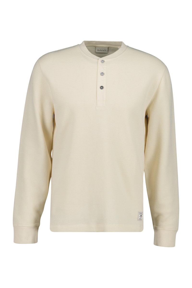 TRIČKO GANT WASHED WAFFLE HENLEY CREAMED WHITE