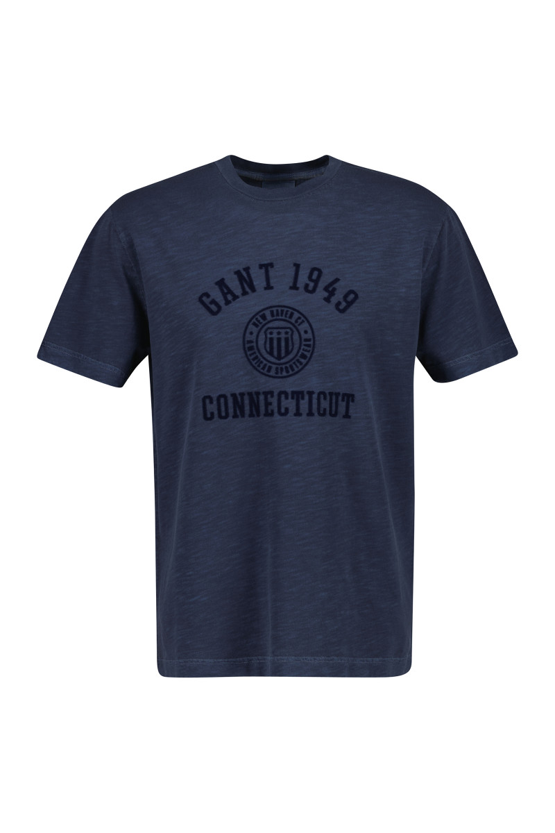 TRIČKO GANT TONAL EMBROIDERED SS TSHIRT EVENING BLUE