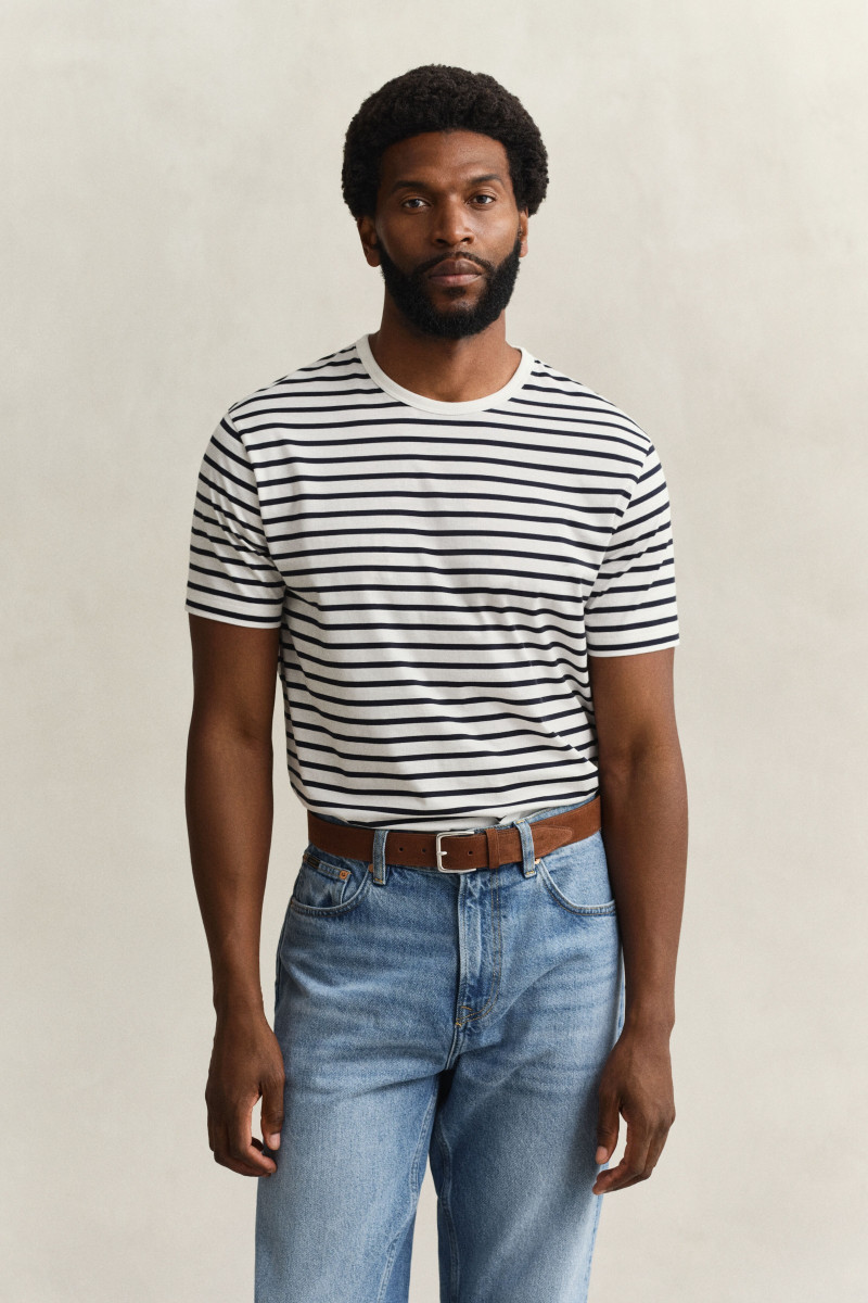 E-shop TRIČKO GANT PIMA STRIPE SS TSHIRT EGGSHELL