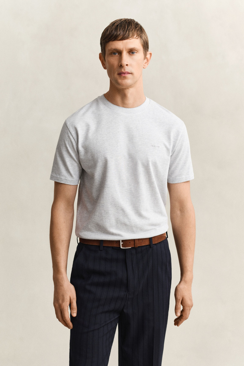E-shop TRIČKO GANT 2 TONE PIQUE SS TSHIRT GREY MELANGE