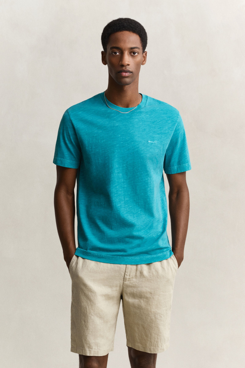 E-shop TRIČKO GANT WASHED SLUB SS TSHIRT AQUA BLUE