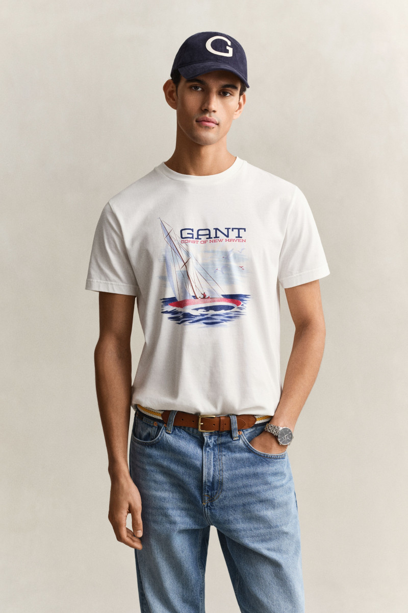 E-shop TRIČKO GANT GRAPHIC SS TSHIRT EGGSHELL