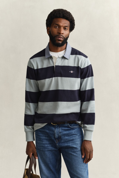 PÓLÓ GANT REG CHAMBRAY STRIPE HEAVY RUGGER - Kép 1