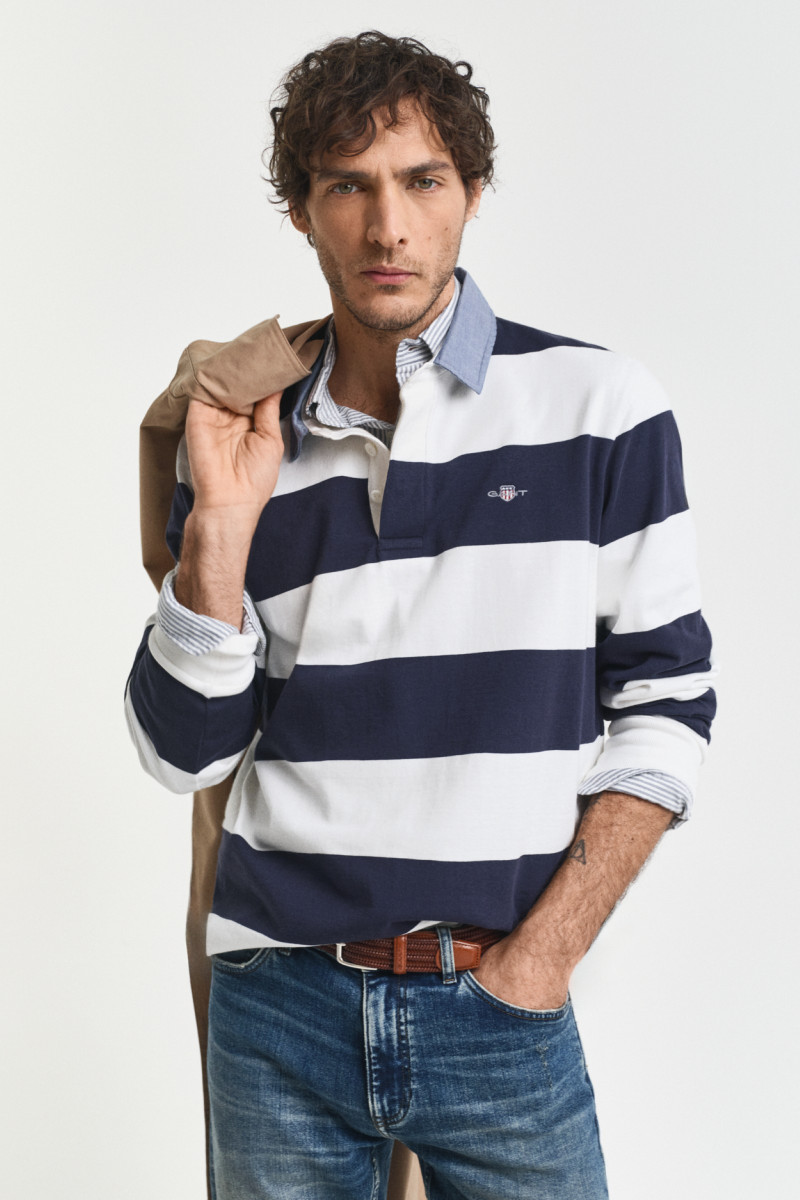POLOKOŠILE GANT REG CHAMBRAY STRIPE HEAVY RUGGER EGGSHELL
